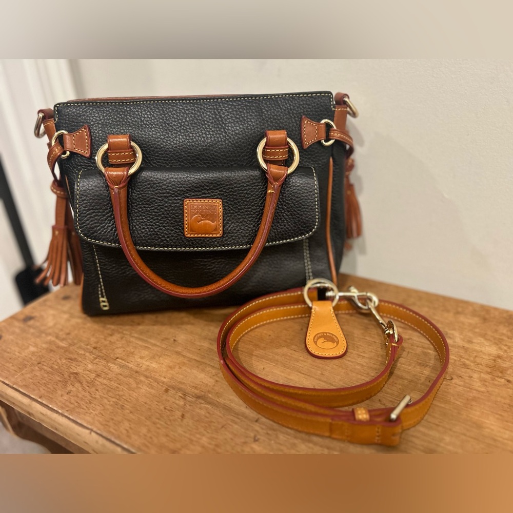 Dooney & Bourke Black and Brown Leather Satchel